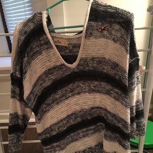 Striped, hooded sweater